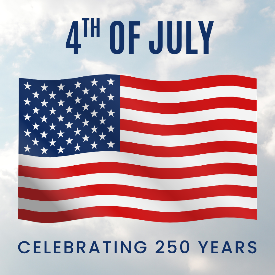 American Flag image celebrating 4th of july and 250 years of independence