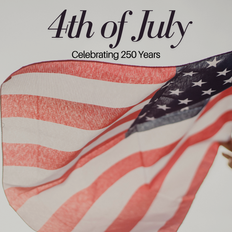American flag waving in the wind 4th of July celebrating 250 years