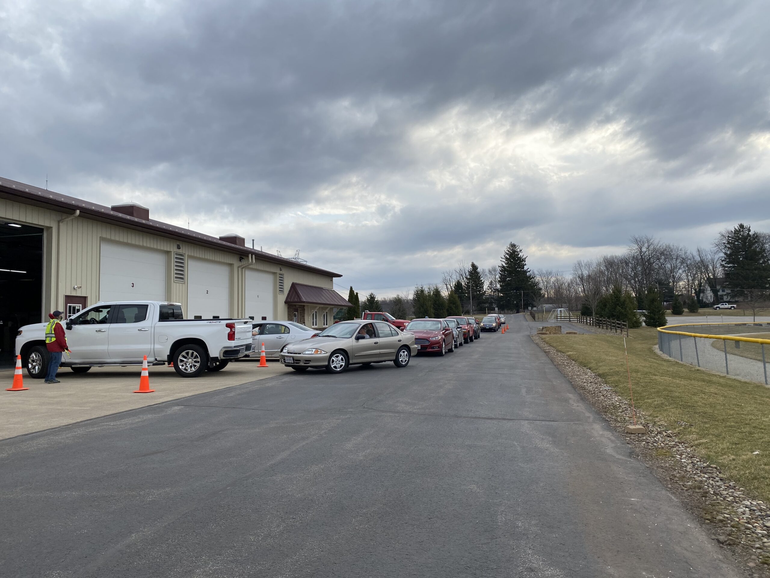 A Point of Distribution (POD) COVID-19 drive thru immunization clinic at Medina Township Service Garage