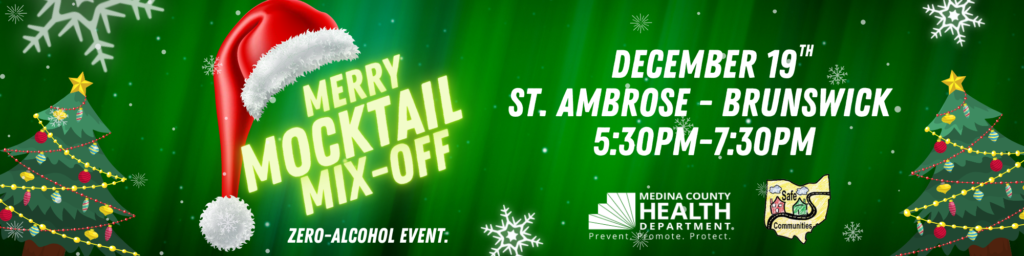 Merry Mocktail Mixoff. A Zero-Alcohol Event. December 19th. St. Ambrose Chruch in Brunswick. 5:30-7:30 PM